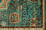 5x7 Turquoıse and Rust Turkish Tribal Rug