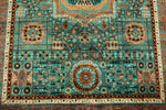 5x7 Turquoıse and Rust Turkish Tribal Rug