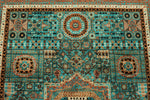 5x7 Turquoıse and Rust Turkish Tribal Rug