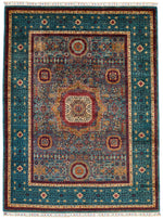 5x7 Multicolor and Blue Turkish Tribal Rug