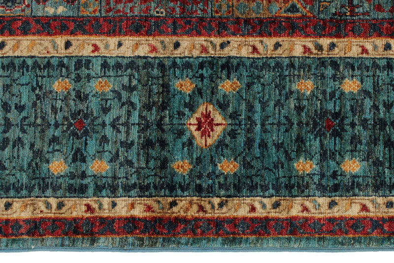 5x7 Multicolor and Blue Turkish Tribal Rug