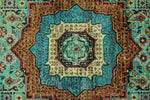 5x7 Green and Multicolor Turkish Tribal Rug