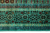 5x7 Green and Multicolor Turkish Tribal Rug