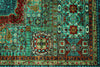 5x7 Green and Multicolor Turkish Tribal Rug