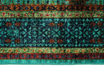 5x7 Green and Multicolor Turkish Tribal Rug