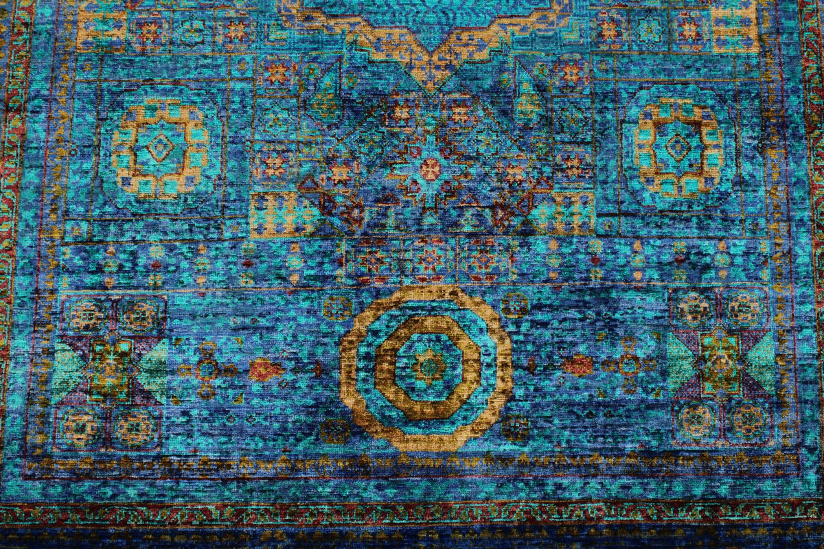 5x7 Navy and Dark purple Turkish Tribal Rug