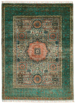 5x7 Multicolor and Green Turkish Tribal Rug