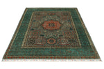 5x7 Multicolor and Green Turkish Tribal Rug