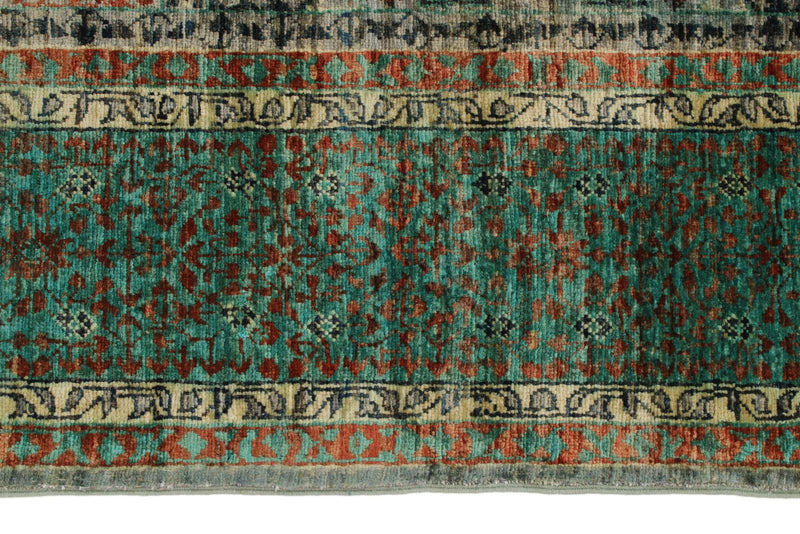 5x7 Multicolor and Green Turkish Tribal Rug