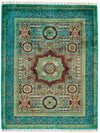 5x7 Multicolor and Green Turkish Tribal Rug