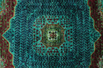 5x7 Green and Navy Turkish Tribal Rug