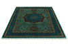 5x7 Green and Navy Turkish Tribal Rug