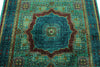 5x7 Green and Navy Turkish Tribal Rug