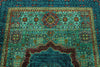 5x7 Green and Navy Turkish Tribal Rug