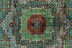 4x6 Green and Multicolor Turkish Tribal Rug