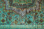 4x6 Green and Multicolor Turkish Tribal Rug