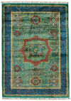 4x6 Multicolor and Navy Turkish Tribal Rug