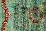 4x6 Multicolor and Navy Turkish Tribal Rug