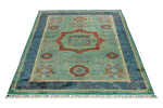 4x6 Multicolor and Navy Turkish Tribal Rug