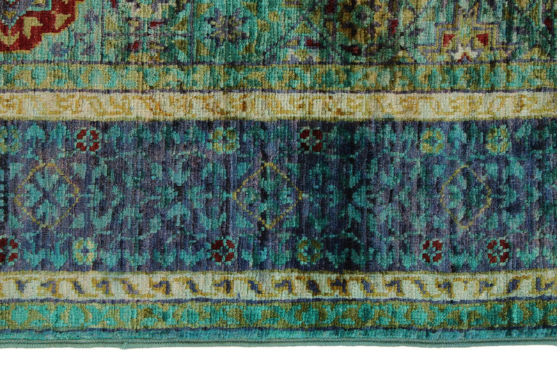 4x6 Multicolor and Navy Turkish Tribal Rug