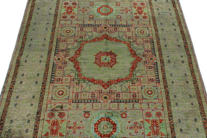 4x6 Gray and Multicolor Turkish Tribal Rug