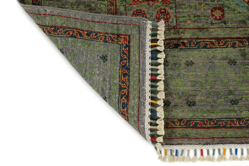 4x6 Gray and Multicolor Turkish Tribal Rug