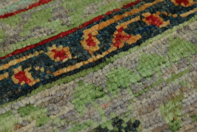 4x6 Gray and Multicolor Turkish Tribal Rug
