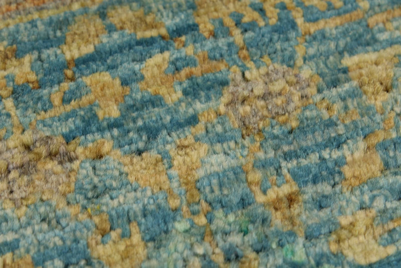 4x6 Light Blue and Multicolor Turkish Tribal Rug