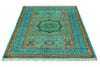 4x6 Green and Multicolor Turkish Tribal Rug