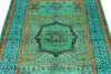 4x6 Green and Multicolor Turkish Tribal Rug