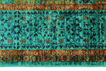 4x6 Green and Multicolor Turkish Tribal Rug