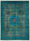 9x12 Gray and Blue Turkish Tribal Rug