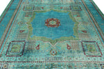 9x12 Gray and Blue Turkish Tribal Rug