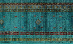 9x12 Gray and Blue Turkish Tribal Rug