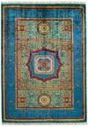 6x8 Multicolor and Blue Turkish Tribal Rug