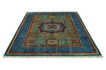 6x8 Multicolor and Blue Turkish Tribal Rug