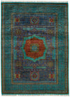 6x8 Purple and Light Blue Turkish Tribal Rug