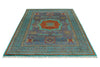 6x8 Purple and Light Blue Turkish Tribal Rug