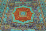 6x8 Purple and Light Blue Turkish Tribal Rug