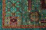 6x8 Multicolor and Green Turkish Tribal Rug