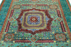 6x8 Multicolor and Green Turkish Tribal Rug