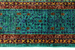 6x8 Multicolor and Green Turkish Tribal Rug