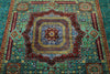 6x8 Multicolor and Green Turkish Tribal Rug