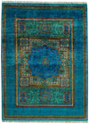 6x8 Multicolor and Blue Turkish Tribal Rug