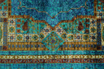 6x8 Multicolor and Blue Turkish Tribal Rug