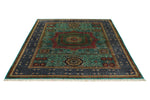 6x8 Light Blue and Gray Turkish Tribal Rug