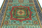 6x8 Light Blue and Gray Turkish Tribal Rug