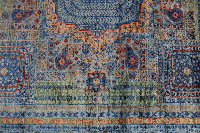 7x10 Multicolor and Gray Turkish Tribal Rug