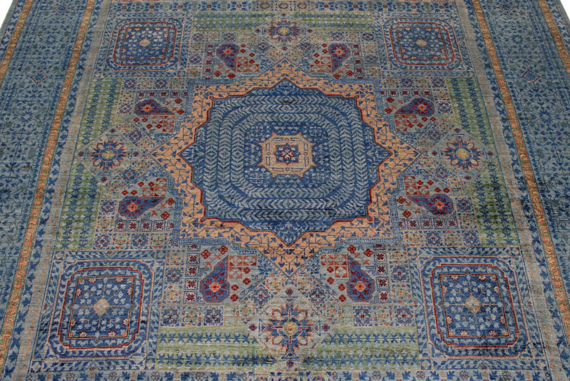 7x10 Multicolor and Gray Turkish Tribal Rug