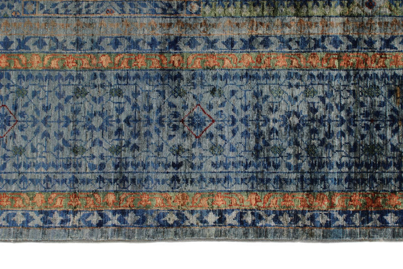 7x10 Multicolor and Gray Turkish Tribal Rug